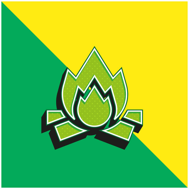 Bonfire Zielony i żółty nowoczesny ikona wektora 3D logo - Wektor, obraz