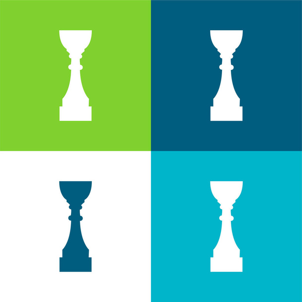 Nagroda Trophy Cup wysoki Black Silhouette płaski zestaw czterech kolorów minimalny zestaw ikon - Wektor, obraz