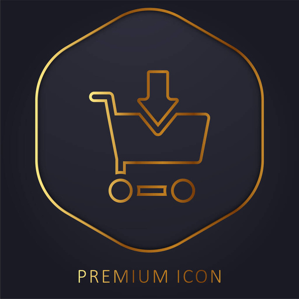 Añadir al carrito logo o icono premium línea dorada - Vector, imagen
