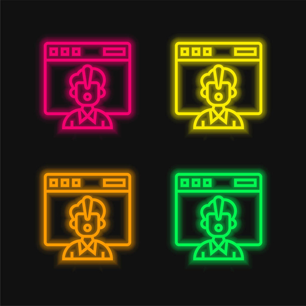 Access Denied four color glowing neon vector icon - Vector, Image