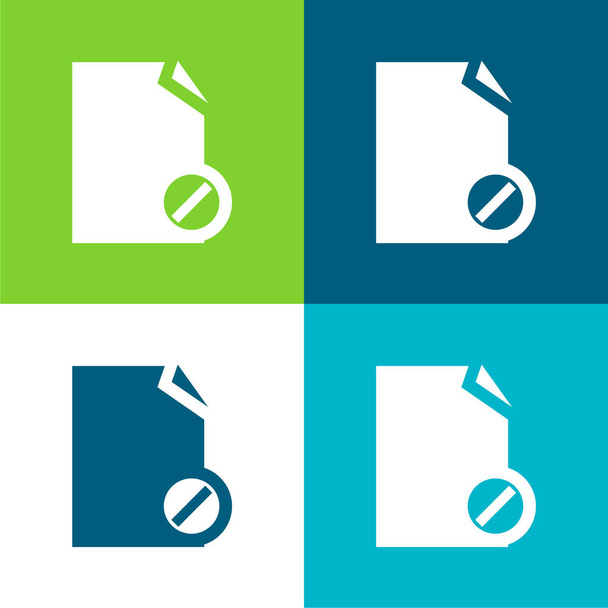Bloquear el símbolo del archivo Plano conjunto de iconos mínimo de cuatro colores - Vector, imagen