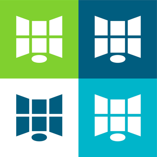 3d Display Set icona minimale a quattro colori piatto - Vettoriali, immagini