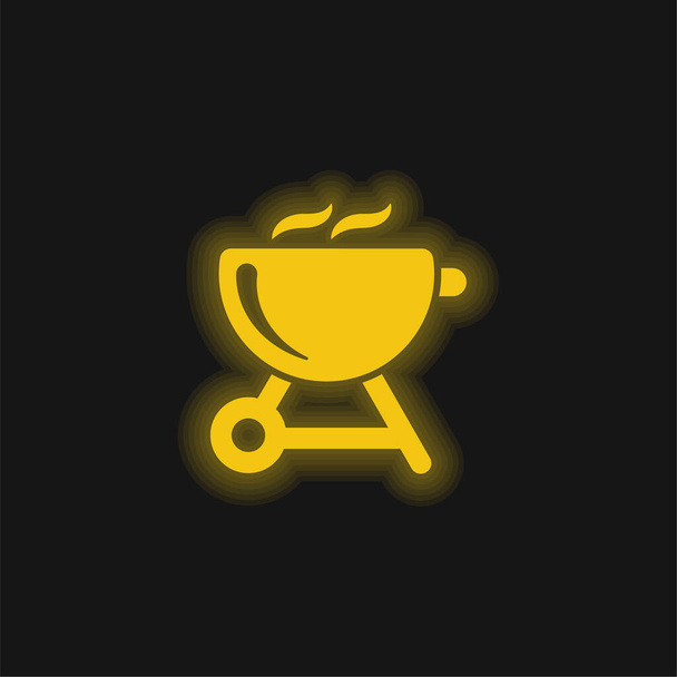 Барбекю жовта сяюча неонова іконка
 - Вектор, зображення