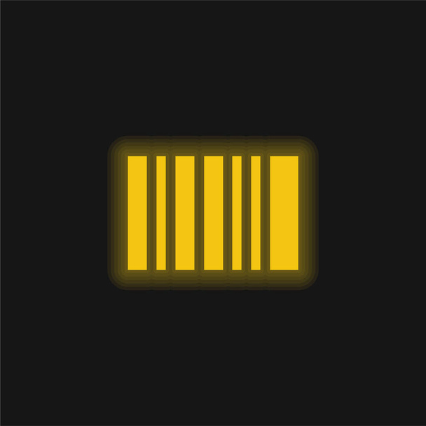 Barcode geel gloeiend neon pictogram - Vector, afbeelding