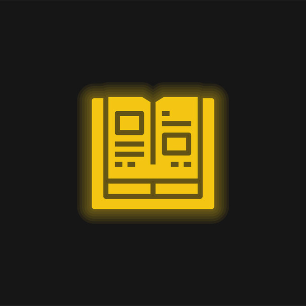 Βιβλίο κίτρινο λαμπερό νέον εικονίδιο - Διάνυσμα, εικόνα