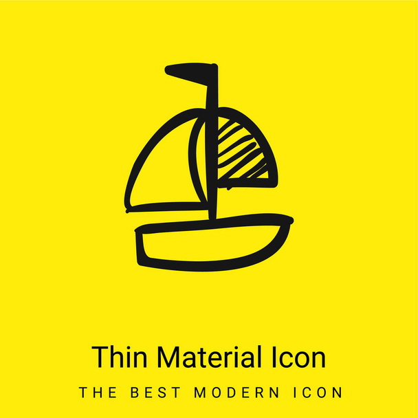Boat Hand Drawn Toy minimal bright yellow material icon - Vector, Image