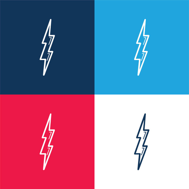 Bolt σχήμα περίγραμμα Σύμβολο μπλε και κόκκινο τεσσάρων χρωμάτων ελάχιστο σύνολο εικονιδίων - Διάνυσμα, εικόνα