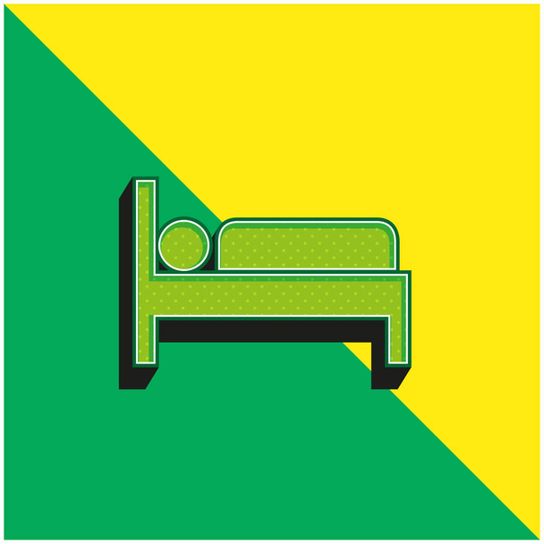 Cama verde e amarelo moderno logotipo do ícone do vetor 3d - Vetor, Imagem