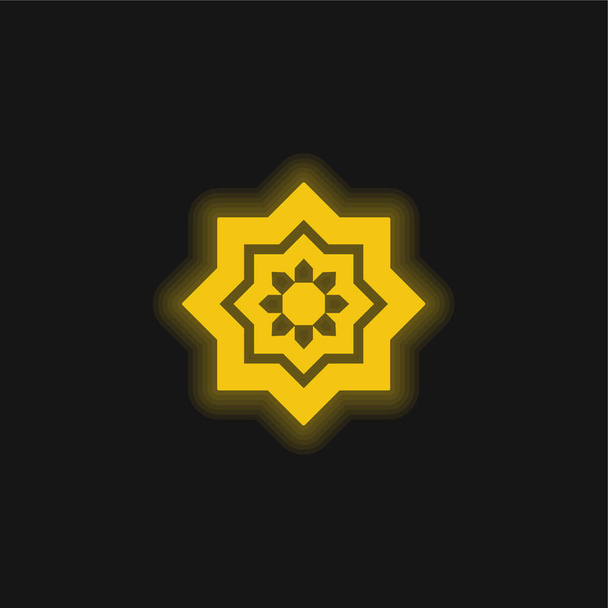 Arabic Art yellow glowing neon icon - Vector, Image