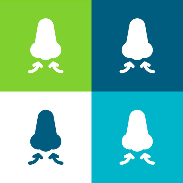Respiration Ensemble d'icônes minimal à quatre couleurs - Vecteur, image
