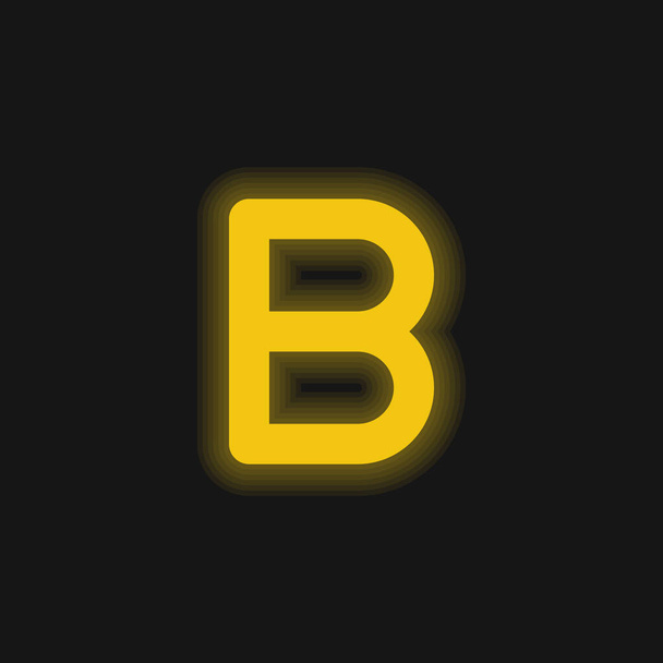 Beta yellow glowing neon icon - Vector, Image