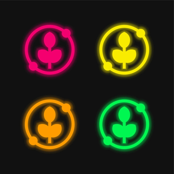Agronomy four color glowing neon vector icon - Vector, Image