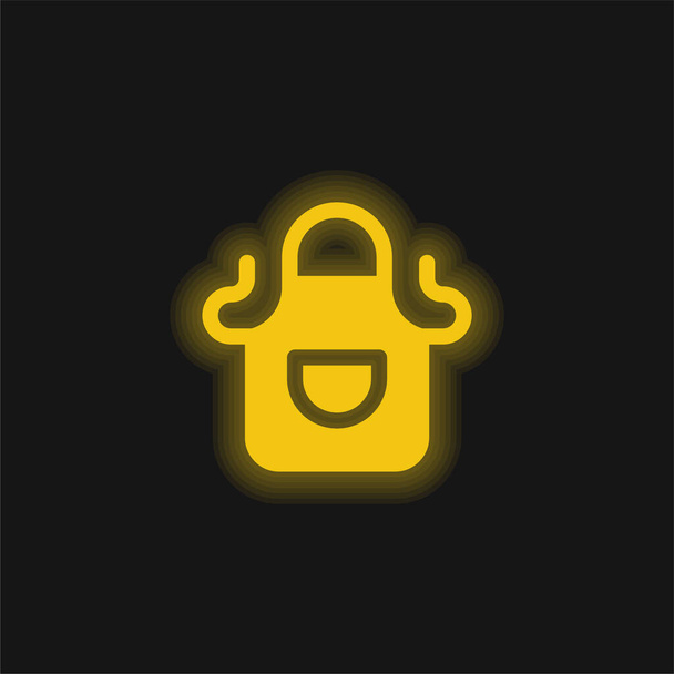 Zástěra žlutá zářící neonová ikona - Vektor, obrázek