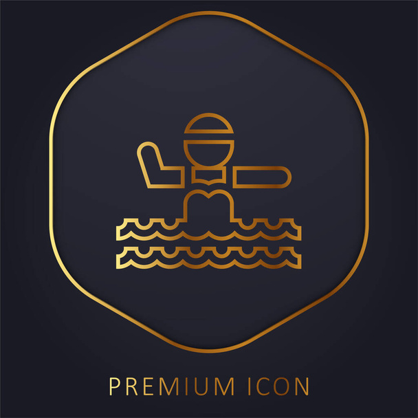 Aquagym χρυσό λογότυπο γραμμή πριμοδότηση ή εικονίδιο - Διάνυσμα, εικόνα