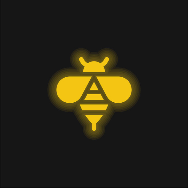 Abeja amarillo brillante icono de neón - Vector, imagen