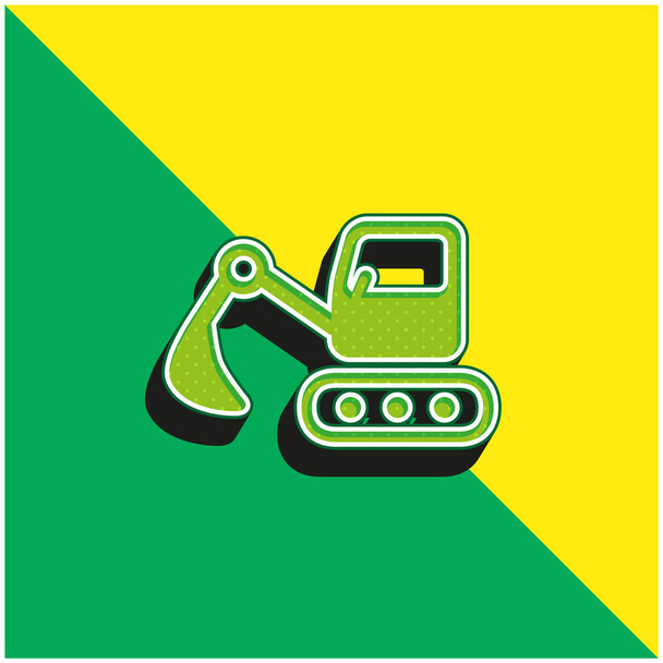 バックホー緑と黄色の現代的な3Dベクトルアイコンのロゴ - ベクター画像