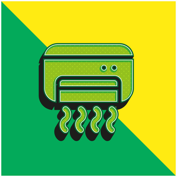 Aire acondicionado verde y amarillo moderno vector 3d icono logotipo - Vector, imagen