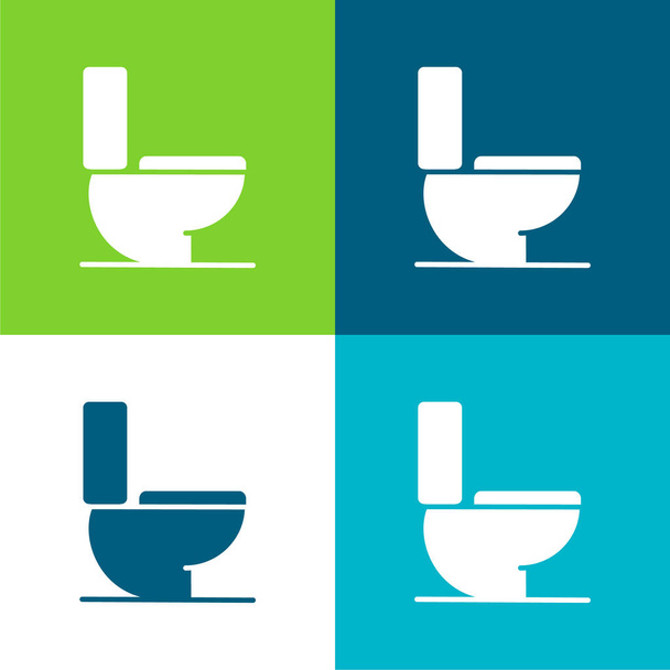 Badezimmer Wohnung vier Farben minimales Symbol-Set - Vektor, Bild