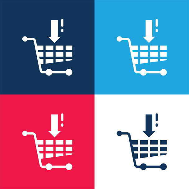Add To Cart blue and red four color minimal icon set - Vector, Image