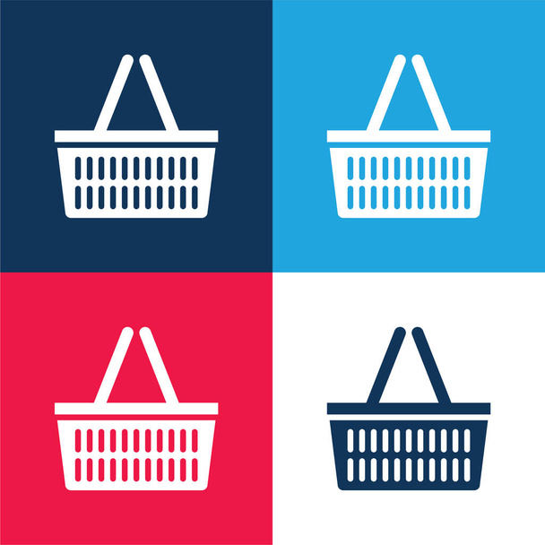 Basket blue and red four color minimal icon set - Vector, Image
