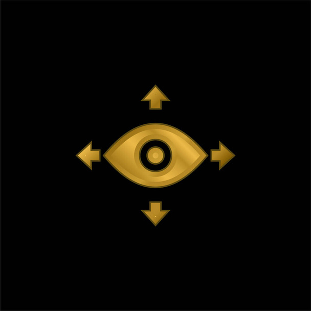 360 Перегляд Золота металева іконка або вектор логотипу
 - Вектор, зображення