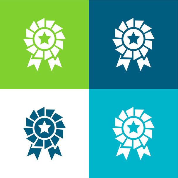 Premio Plano de cuatro colores mínimo icono conjunto - Vector, Imagen