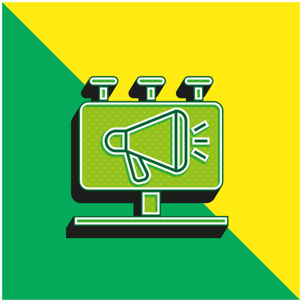 Panneau d'affichage Logo vectoriel 3d moderne vert et jaune - Vecteur, image