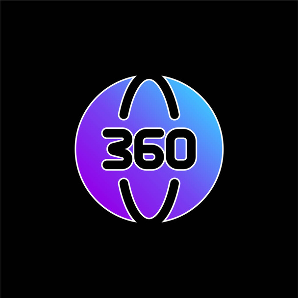 360 Degrees blue gradient vector icon - Vector, Image