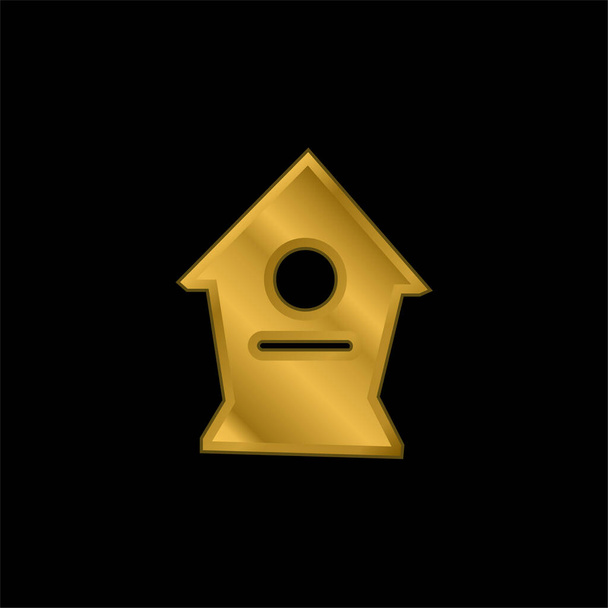 Birds Home chapado en oro icono metálico o logo vector - Vector, imagen