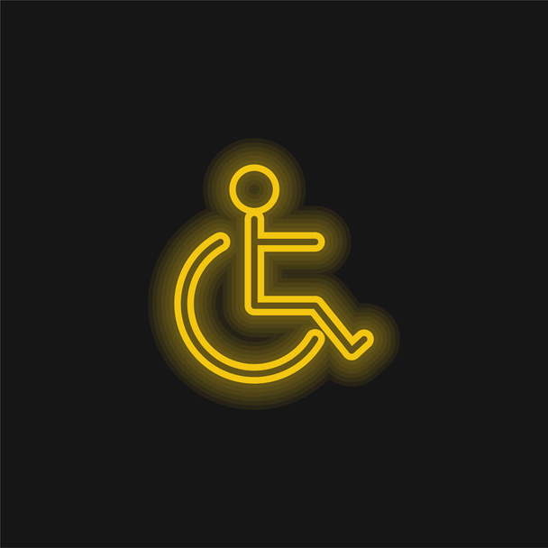 Señal de accesibilidad amarillo brillante icono de neón - Vector, Imagen