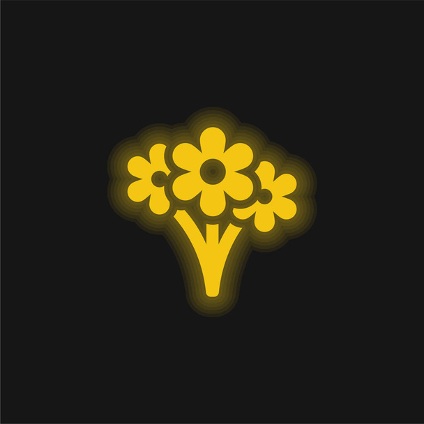 花束黄色の輝くネオンアイコン - ベクター画像