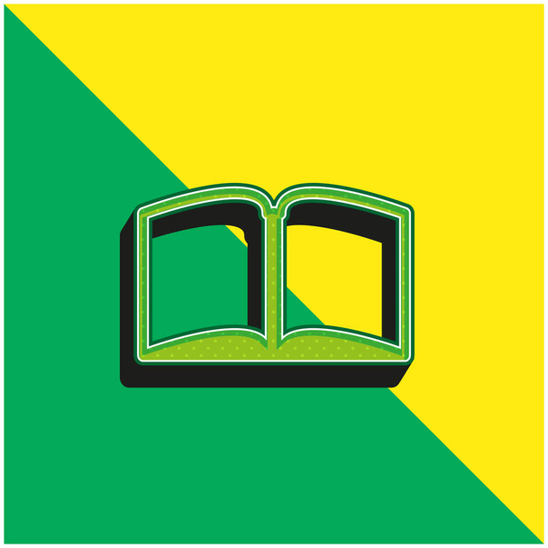 Book Open In The Middle Green and yellow modern 3d vector icon logo - Vector, Image