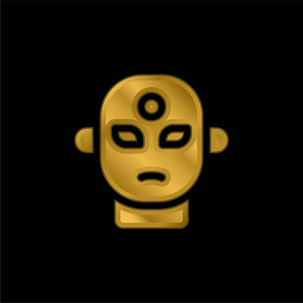 Alien oro placcato icona metallica o logo vettoriale - Vettoriali, immagini