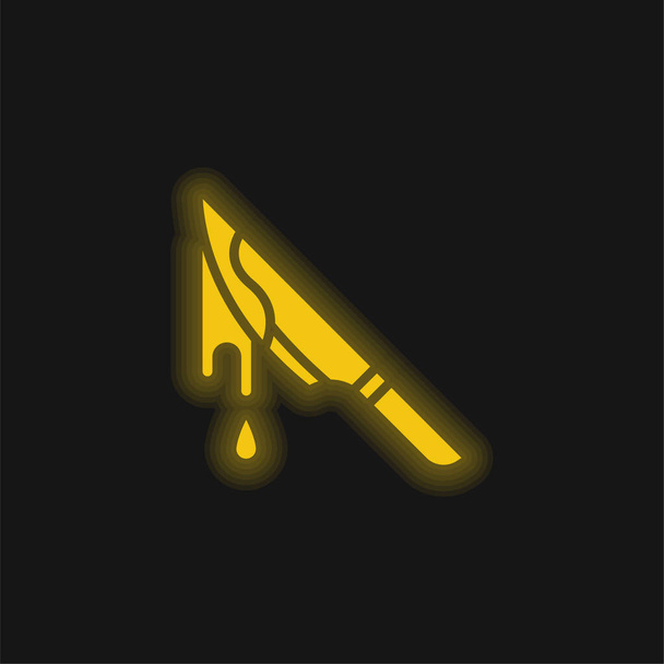 Verinen keltainen hehkuva neon kuvake - Vektori, kuva