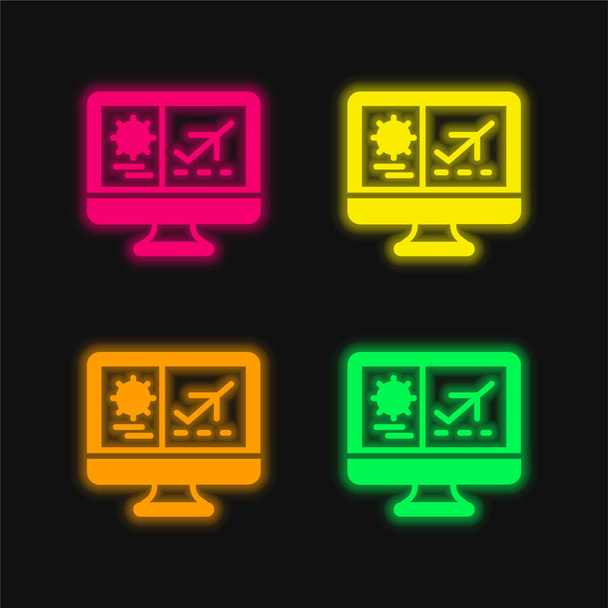 Booking four color glowing neon vector icon - Vector, Image