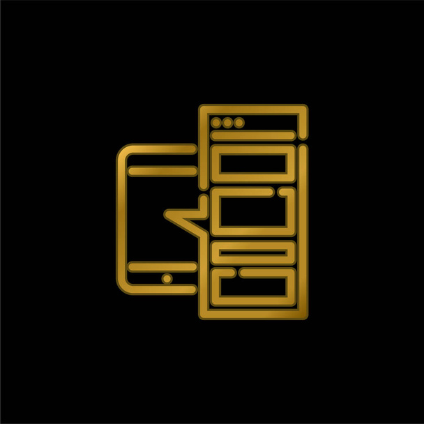 App chapado en oro icono metálico o vector de logotipo - Vector, imagen