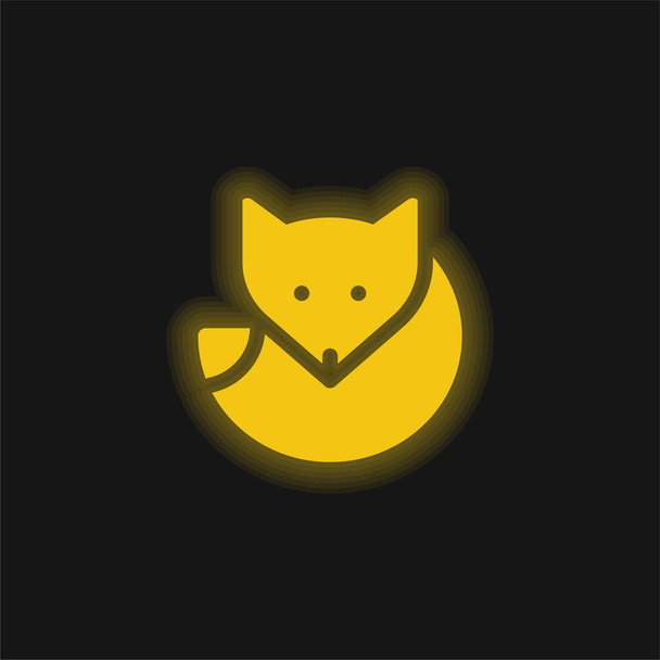 Zorro ártico amarillo brillante icono de neón - Vector, Imagen