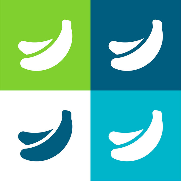 Plátano Plano de cuatro colores mínimo icono conjunto - Vector, Imagen