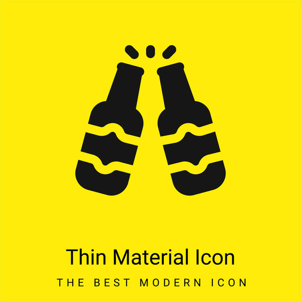 Bouteille de bière minimale icône de matériau jaune vif - Vecteur, image