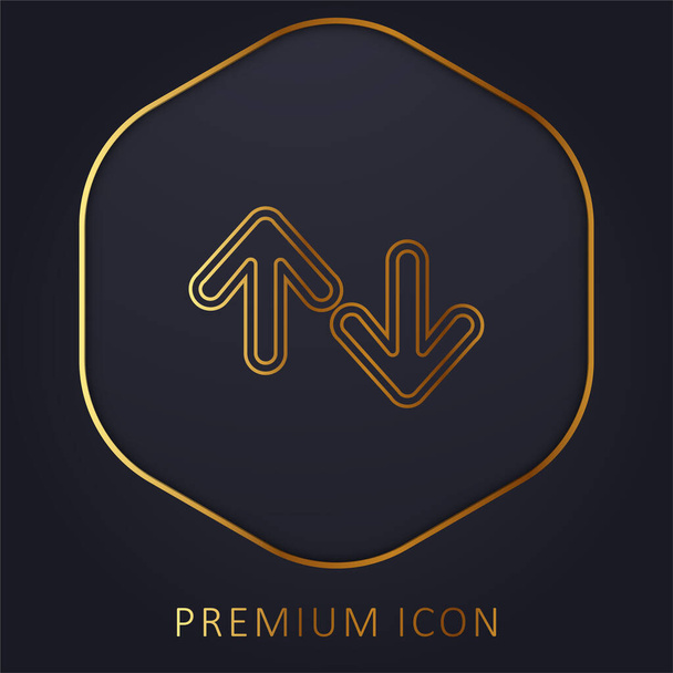 Arrows Outline Up And Down golden line premium logo or icon - Vector, Image