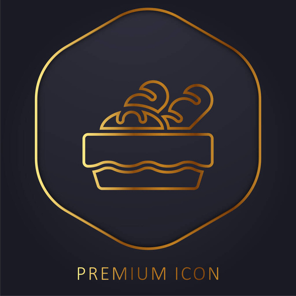 Bread Basket golden line premium logo or icon - Vector, Image