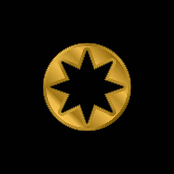 Bahai chapado en oro icono metálico o logo vector - Vector, Imagen