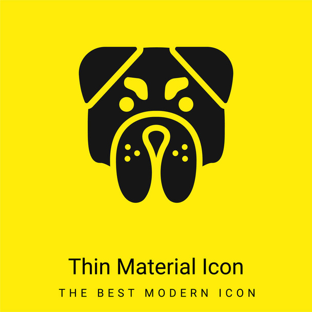 Cara de Bulldog enojado mínimo icono de material amarillo brillante - Vector, imagen