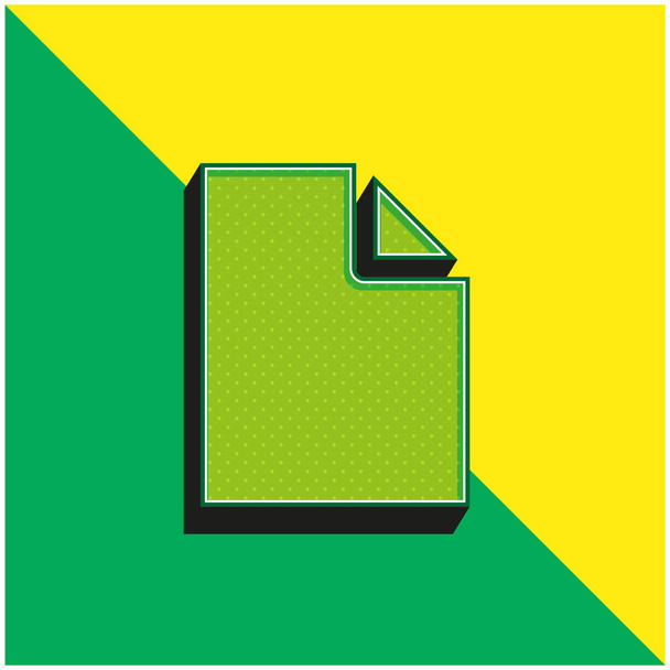 空白のドキュメント緑と黄色の現代的な3Dベクトルアイコンのロゴ - ベクター画像