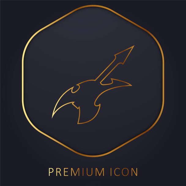 Forma abstracta Guitarra eléctrica línea de oro logotipo premium o icono - Vector, Imagen