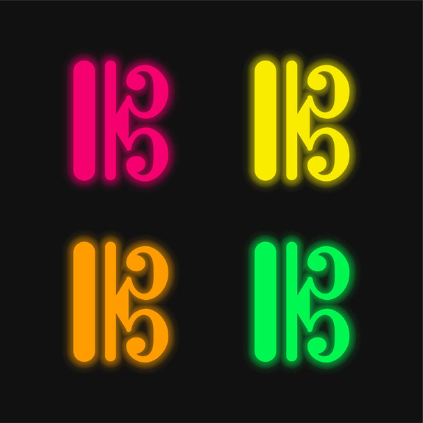 Bar Lines Változat négy szín izzó neon vektor ikon - Vektor, kép