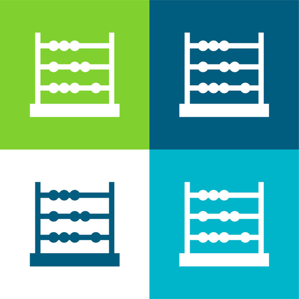 Abacus Flat quatro cores conjunto de ícones mínimos - Vetor, Imagem