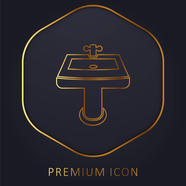 Bathroom Sink golden line premium logo or icon - Vector, Image