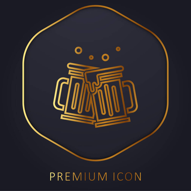 Beers golden line premium logo or icon - Vector, Image