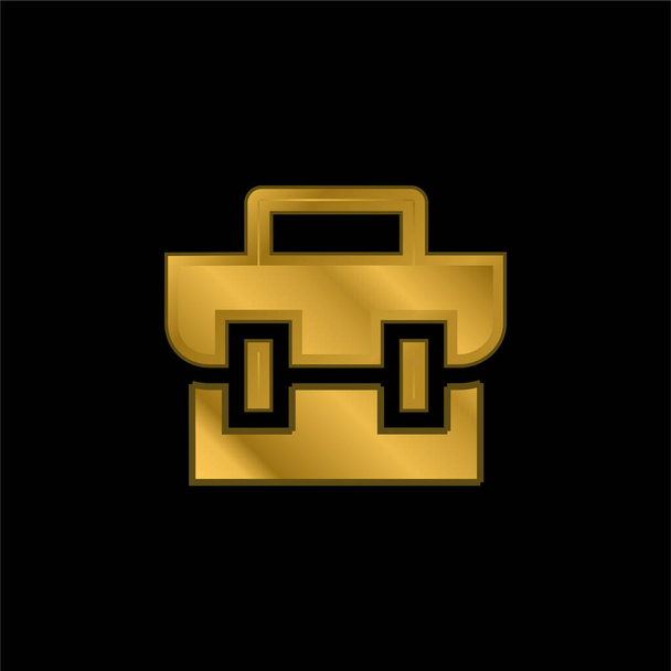 Maletín chapado en oro icono metálico o logo vector - Vector, Imagen